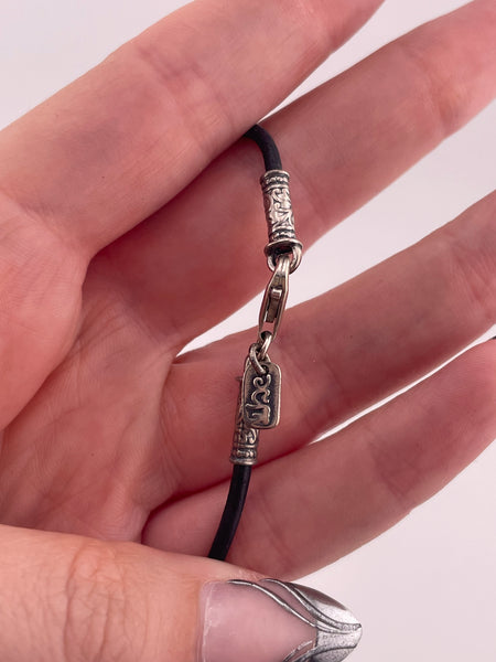 sterling silver 18-1/2" syntheitc cord charm necklace