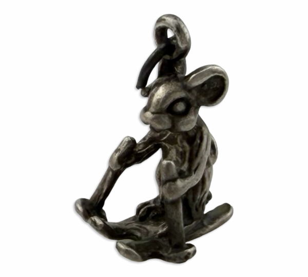 sterling silver skiing mouse pendant
