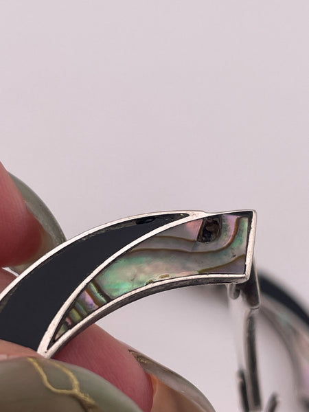 sterling silver Mexican onyx & abalone necklace **AS IS**