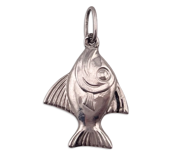 sterling silver puffy fish pendant
