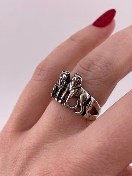 size 7 sterling silver wolf ring