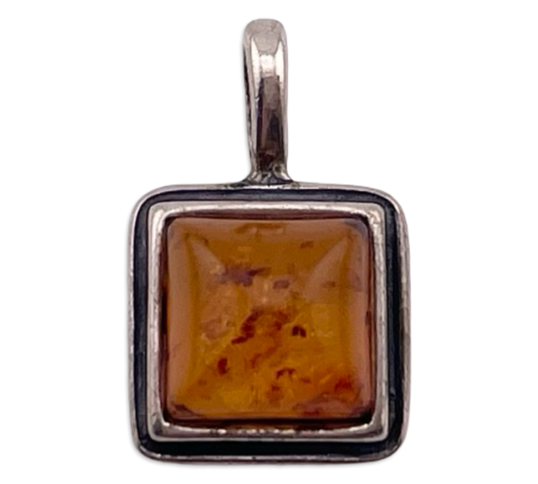 sterling silver faux amber square pendant