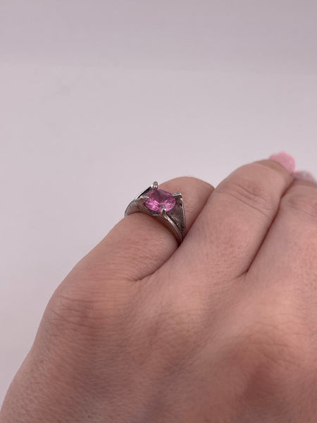 size 3 sterling silver lab pink sapphire ring ***AS IS***