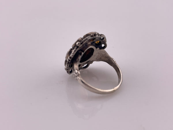 size 6 sterling silver faceted orange citrine cluster ring