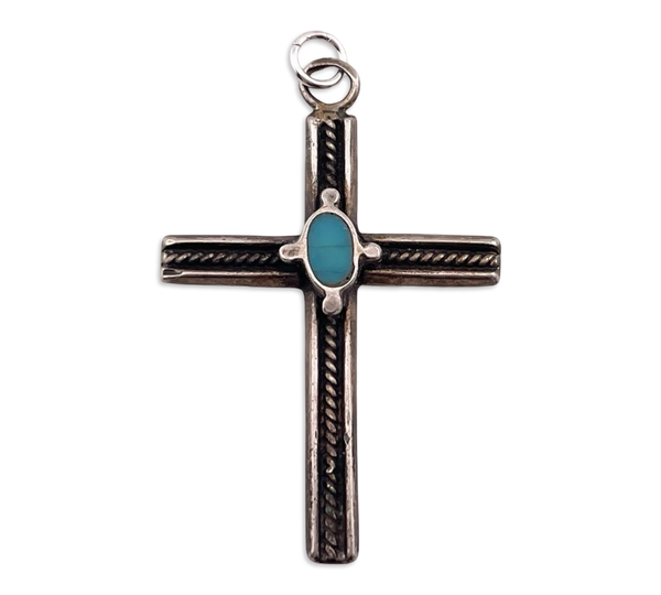 sterling silver turquoise cross pendant