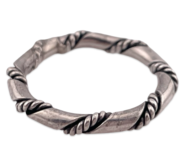 size 6 sterling silver rope band ring