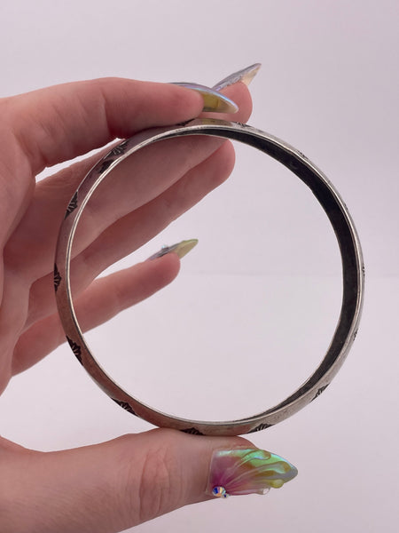 sterling silver 8" stamped bangle bracelet