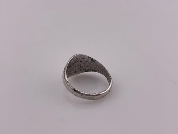 size 3 sterling silver rhodium plated 'H' letter initial signet ring