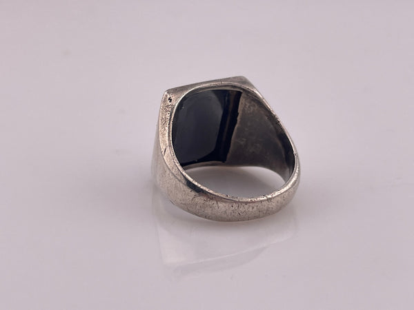 size 8 sterling silver hematite knight intaglio rectangle ring