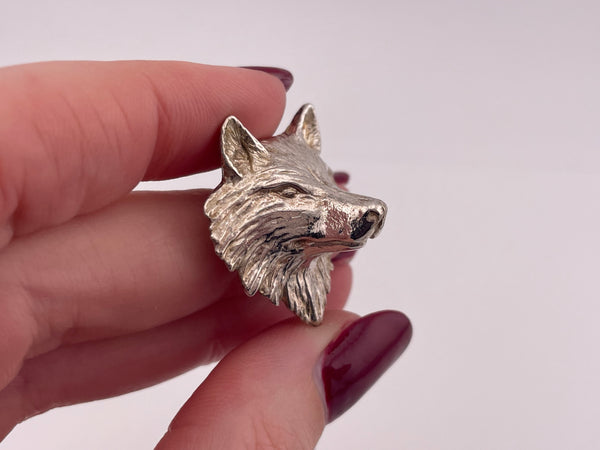 sterling silver wolf head pendant