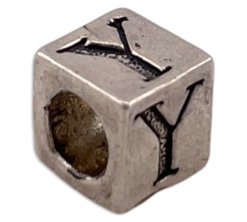 sterling silver 'Y' initial letter block pendant