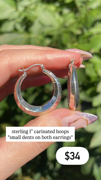 RESERVED PRIVATE LISTING -- sterling silver carinated hoops A18