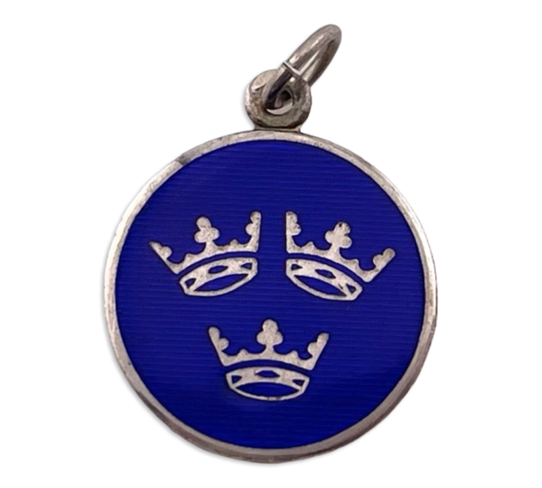 sterling silver enamel Swedish Three Crowns pendant