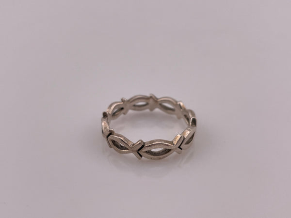 size 8.25 sterling silver Ichthus fish band ring