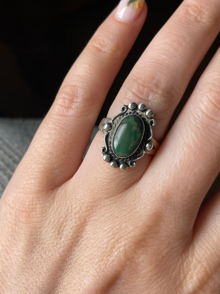 size 6.5 sterling silver Bell Trading Post green turquoise ring