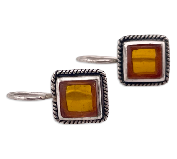 sterling silver faux amber hook earrings