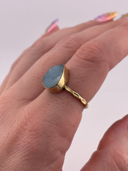 size 8.25 sterling silver gold wash druzy ring