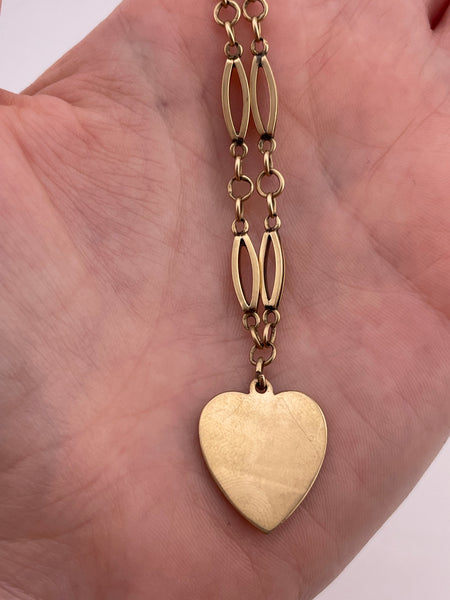 14k yellow gold heart tag link bracelet