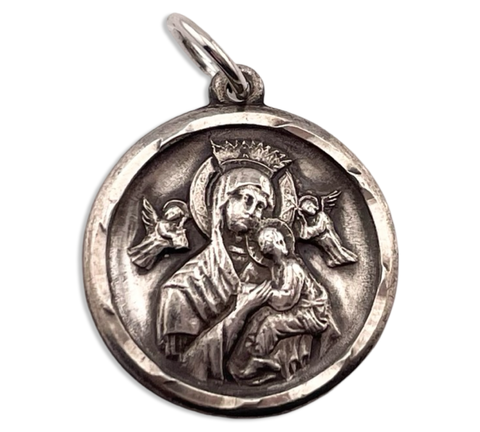 sterling silver St. Mary with child Jesus Christ pendant