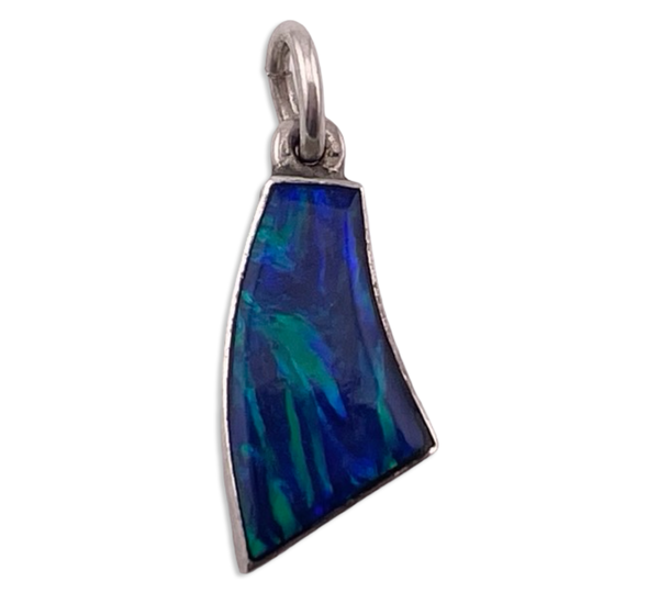 sterling silver lab opal pendant