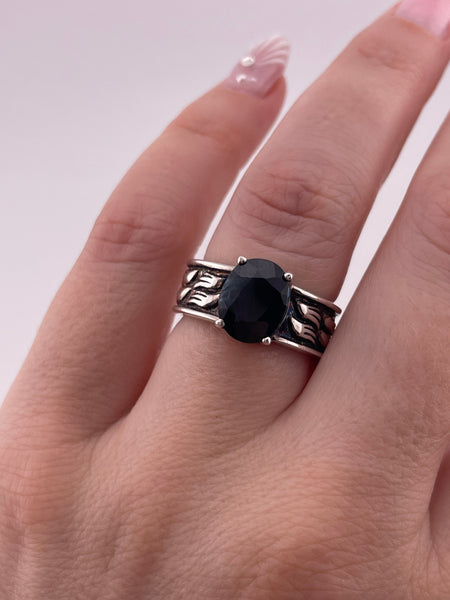 size 7 sterling silver faceted lab sapphire ring