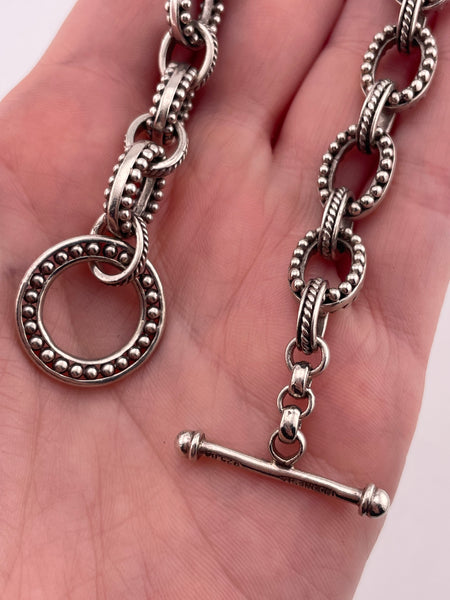 sterling silver heavy textured chain toggle clasp link bracelet