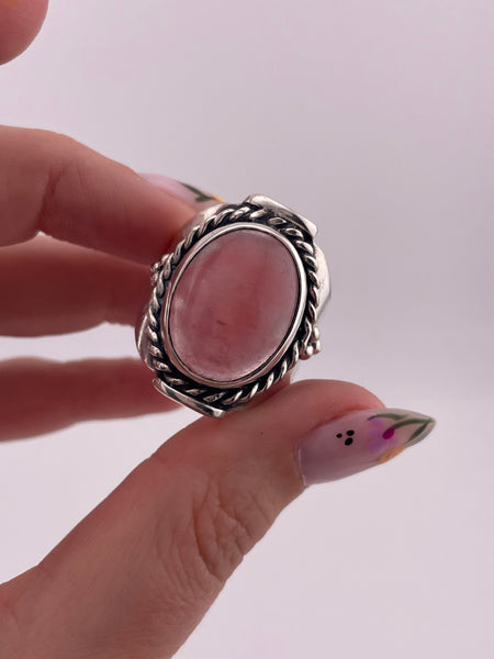 size 10.5 sterling silver pink glass ring