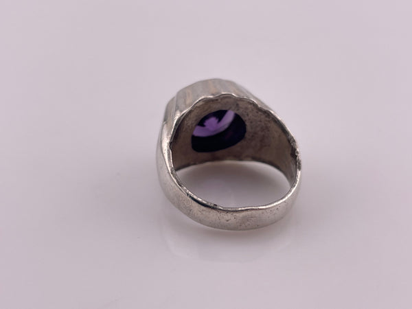 size 8.5 sterling silver purple red blue lab sapphire ring ***AS IS***