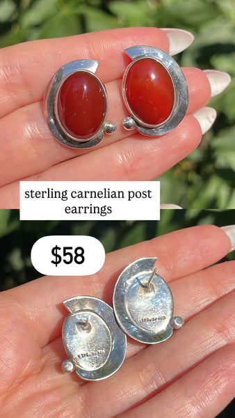 RESERVED PRIVATE LISTING -- sterling silver carnelian earrings A19