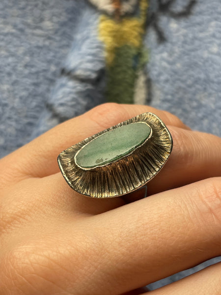 size 6 sterling silver aventurine textured ring