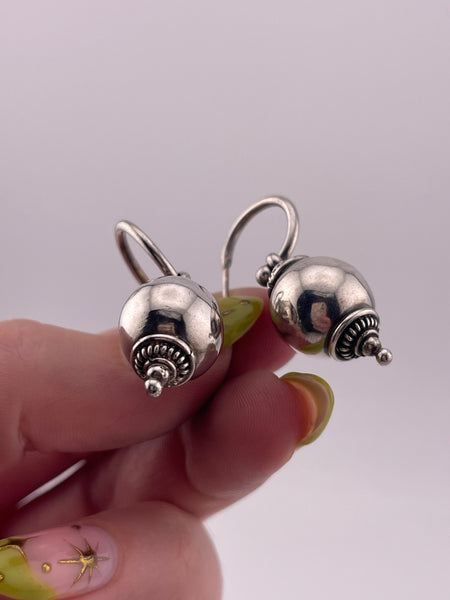 sterling silver stoneless orb charm hoop post dangle earrings