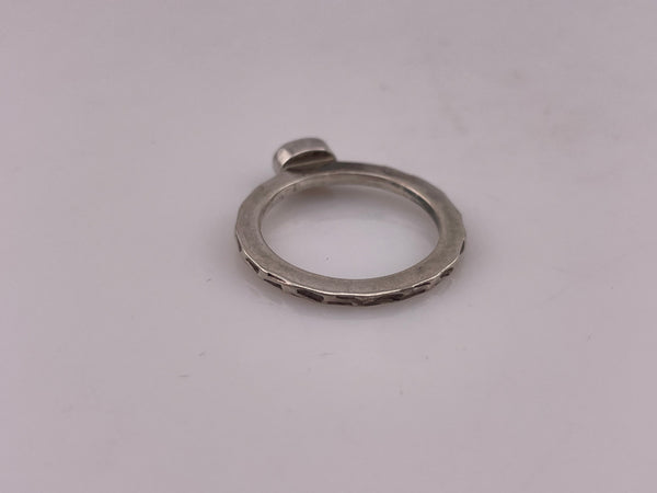 size 7 sterling silver faceted oval amethyst textured band ring