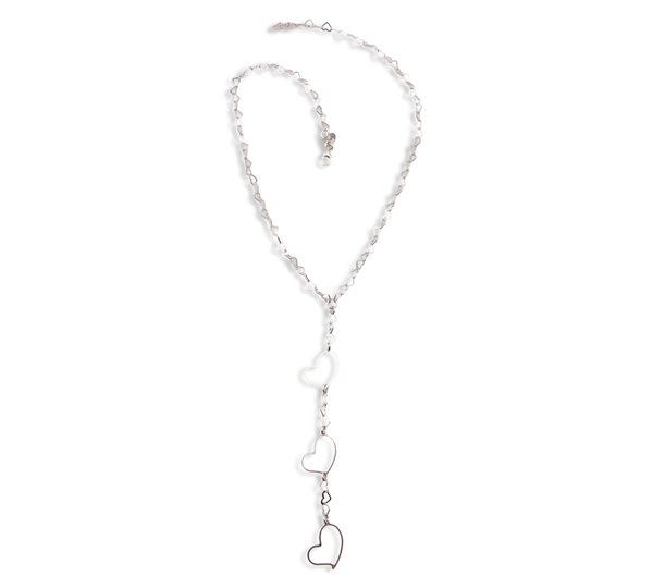 sterling silver 16-1/2" heart link chain lariat necklace