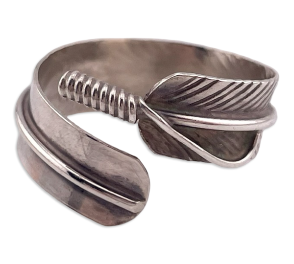 size 8.75 sterling silver feather bypass ring