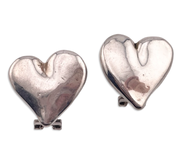 sterling silver electroform puffy heart post earrings