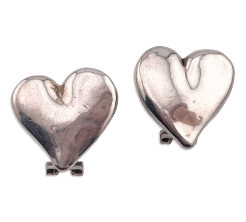 sterling silver electroform puffy heart post earrings