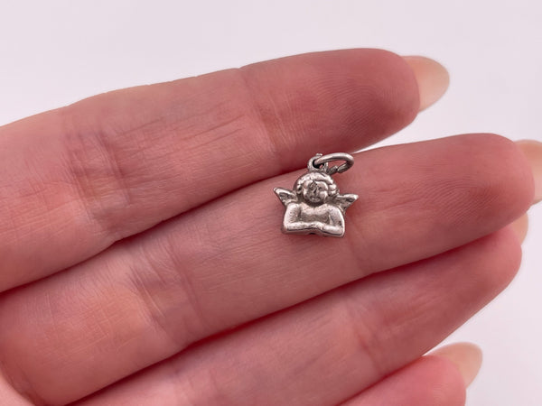 sterling silver petite cherub angel charm pendant