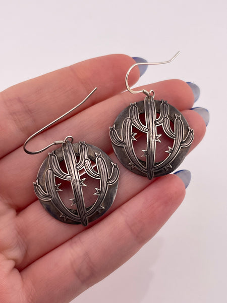 sterling silver designer Kit Carson saguaro cactus dangle earrings