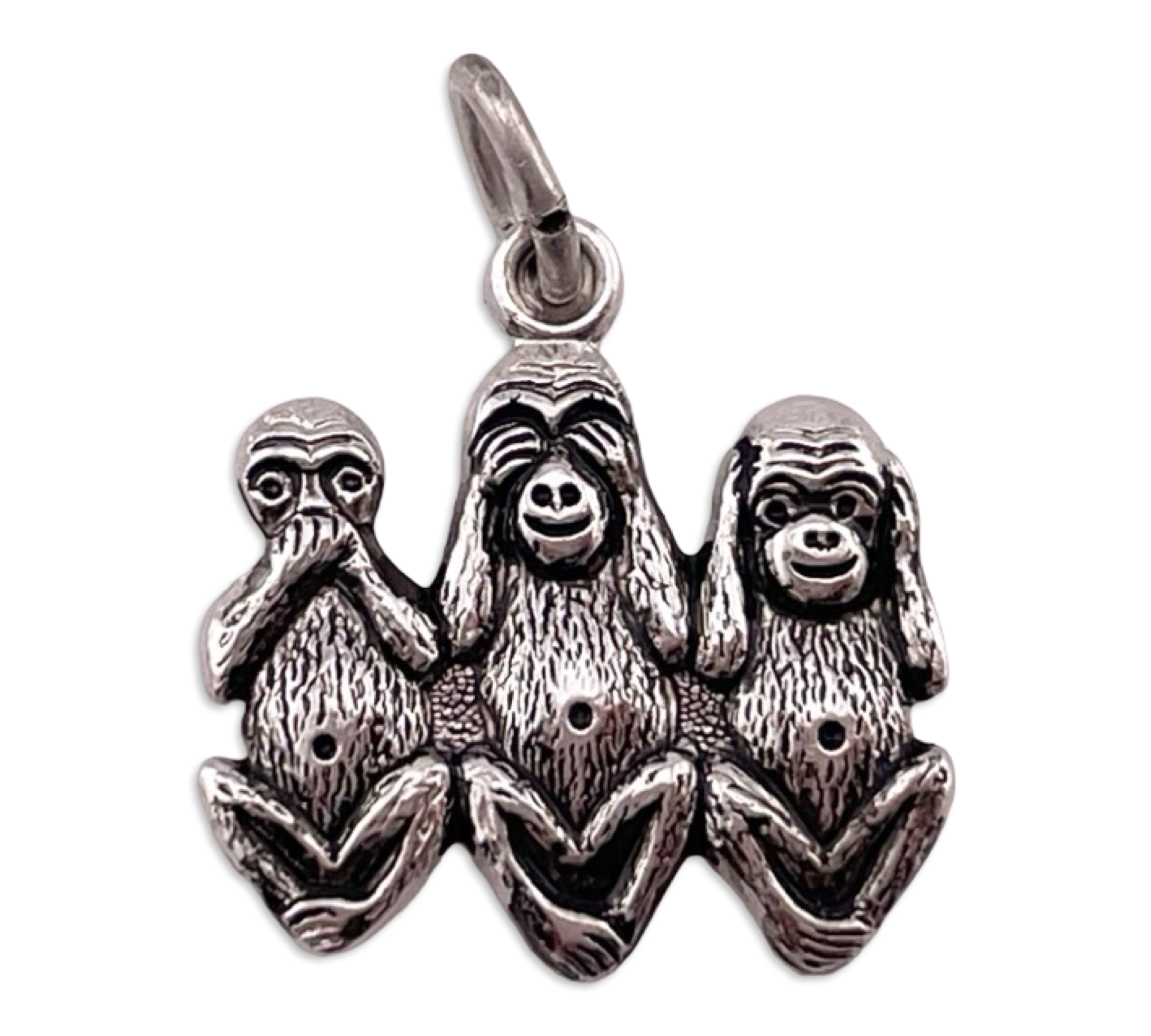sterling silver three wise monkeys pendant