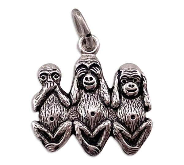 sterling silver three wise monkeys pendant