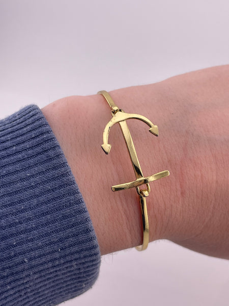 sterling silver 6-3/4" gold plated anchor bracelet