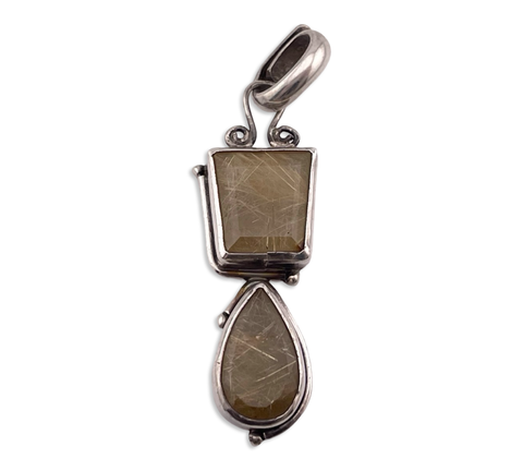 sterling silver rutilated quartz pendant