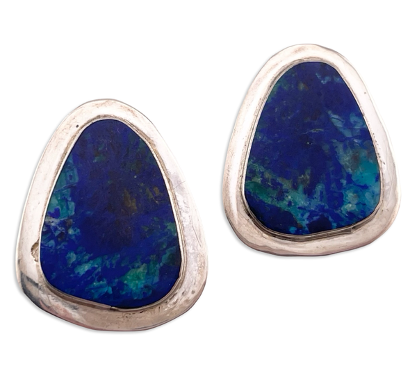 sterling silver Nick Garcia azurite post earrings