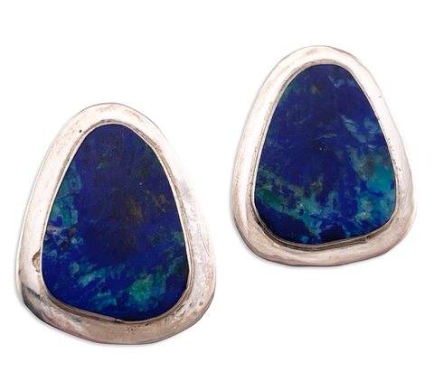 sterling silver Nick Garcia azurite post earrings