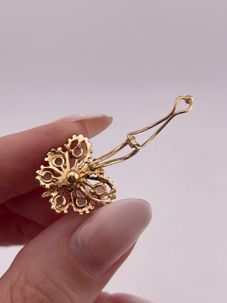 14k yellow gold opal butterfly lever-back bale pendant