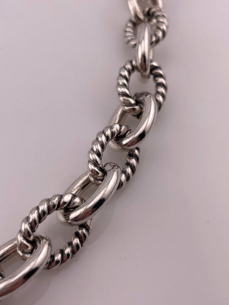 sterling silver 18-1/4" 120 gram heavy chunky Carolyn Pollack cable link textured necklace