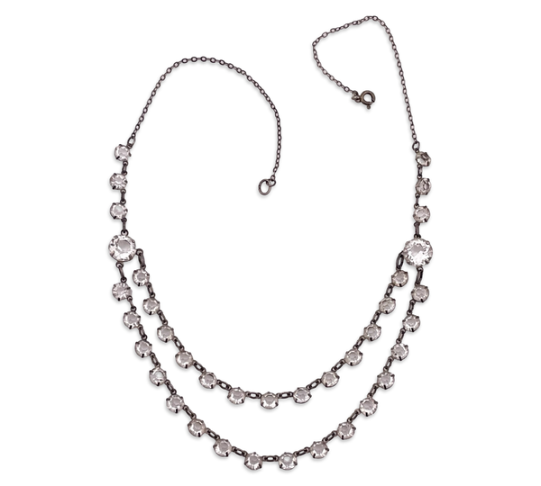 sterling silver 16 1/4" Art Deco style rhinestone necklace