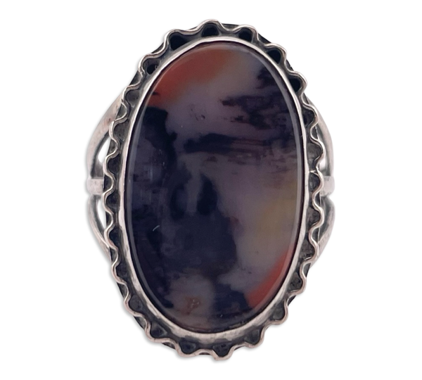 size 7.25 sterling silver petrified wood ring