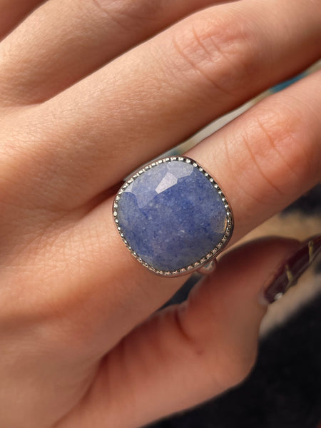 size 7.5 sterling silver blue aventurine ring