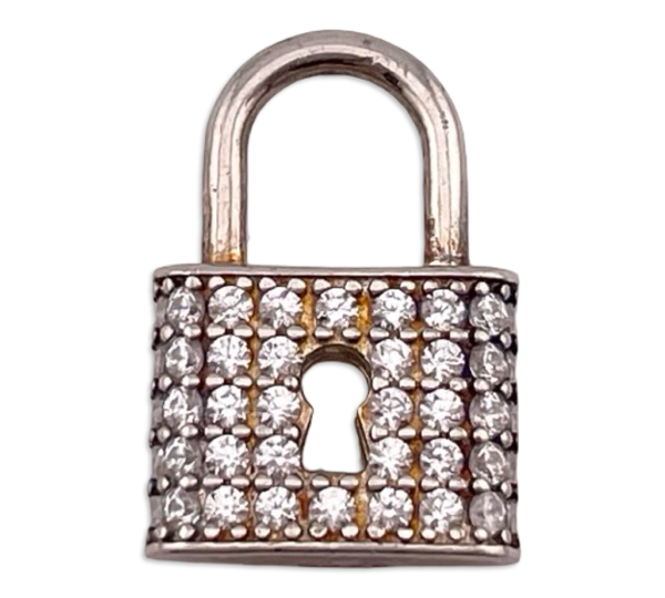 sterling silver rhinestone padlock pendant